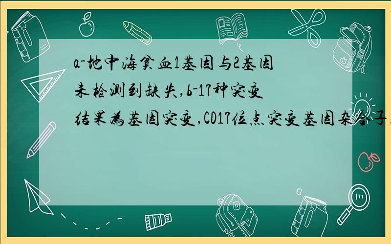 a-地中海贫血1基因与2基因未检测到缺失,b-17种突变结果为基因突变,CD17位点突变基因杂合子.这样严重吗