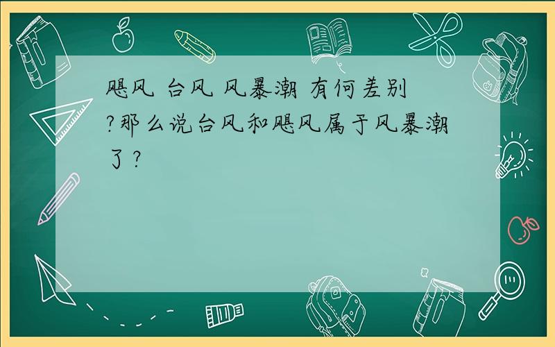 飓风 台风 风暴潮 有何差别?那么说台风和飓风属于风暴潮了？