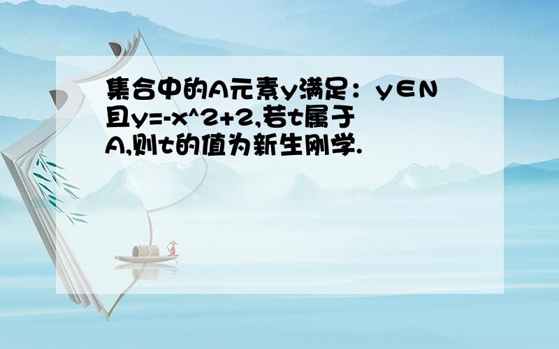 集合中的A元素y满足：y∈N且y=-x^2+2,若t属于A,则t的值为新生刚学.