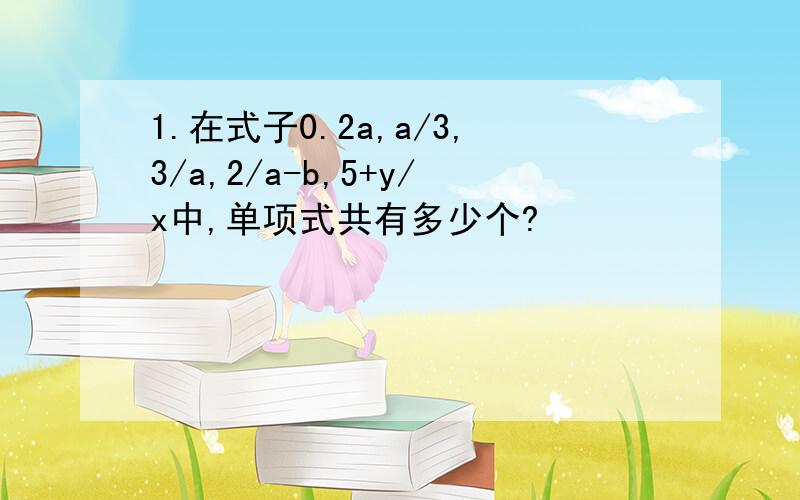 1.在式子0.2a,a/3,3/a,2/a-b,5+y/x中,单项式共有多少个?