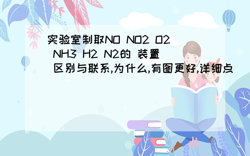 实验室制取NO NO2 O2 NH3 H2 N2的 装置 区别与联系,为什么,有图更好,详细点