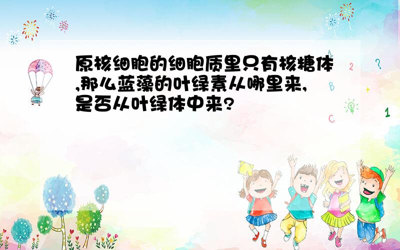 原核细胞的细胞质里只有核糖体,那么蓝藻的叶绿素从哪里来,是否从叶绿体中来?