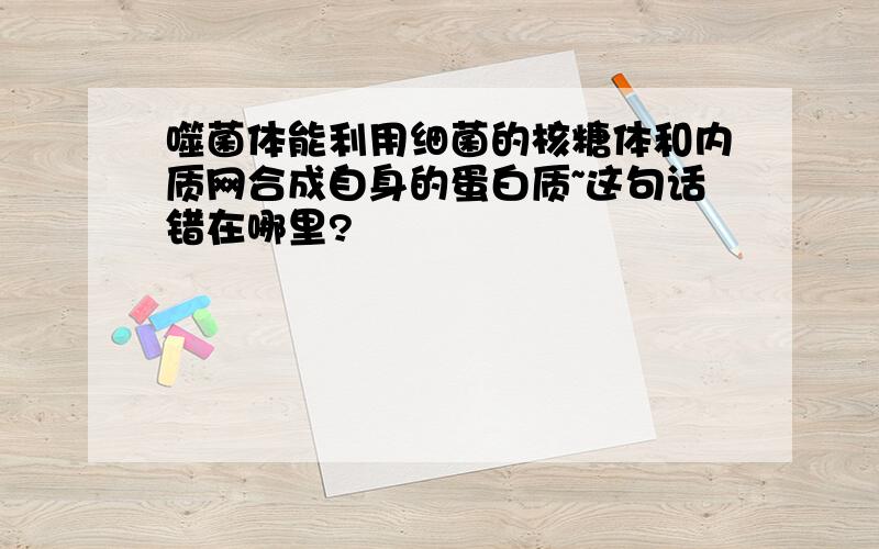 噬菌体能利用细菌的核糖体和内质网合成自身的蛋白质~这句话错在哪里?