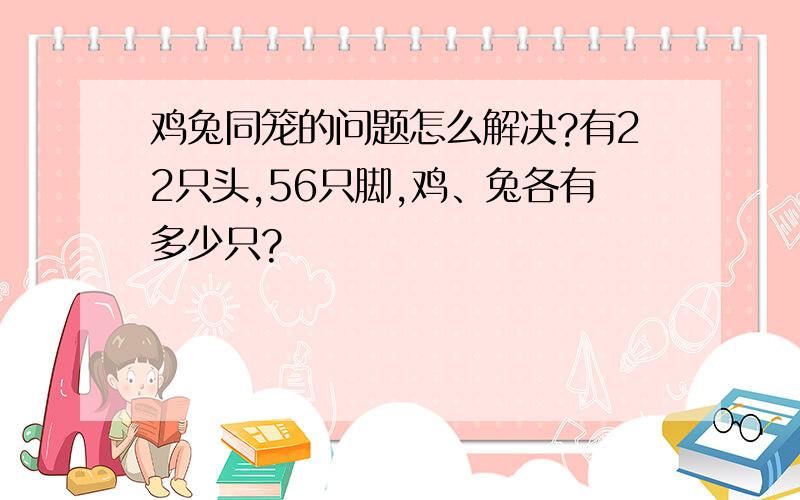 鸡兔同笼的问题怎么解决?有22只头,56只脚,鸡、兔各有多少只?