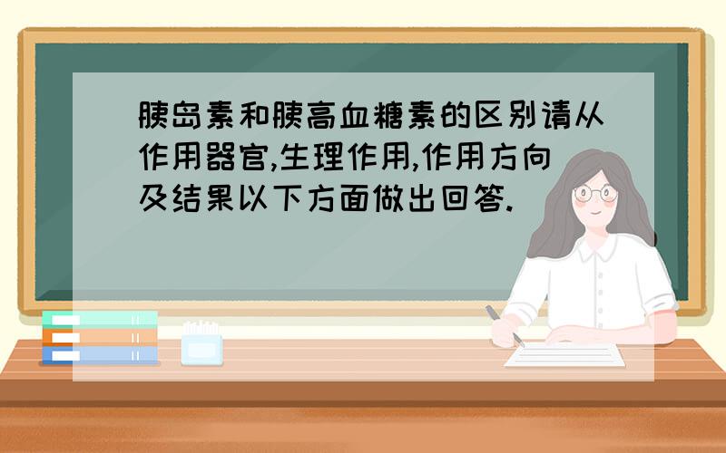 胰岛素和胰高血糖素的区别请从作用器官,生理作用,作用方向及结果以下方面做出回答.