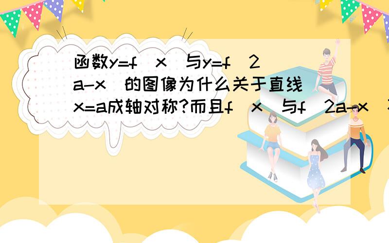 函数y=f（x）与y=f（2a-x）的图像为什么关于直线x=a成轴对称?而且f（x）与f（2a-x）不是一个函数吗?