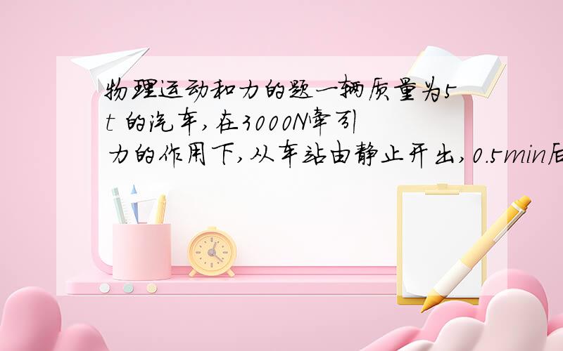 物理运动和力的题一辆质量为5t 的汽车,在3000N牵引力的作用下,从车站由静止开出,0.5min后的速度为54km/h,假设汽车匀速直线运动.那么,汽车在0.5min内的位移和受到的阻力各是多少?学的不好,麻烦