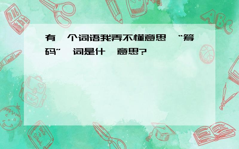 有一个词语我弄不懂意思,“筹码”一词是什麼意思?