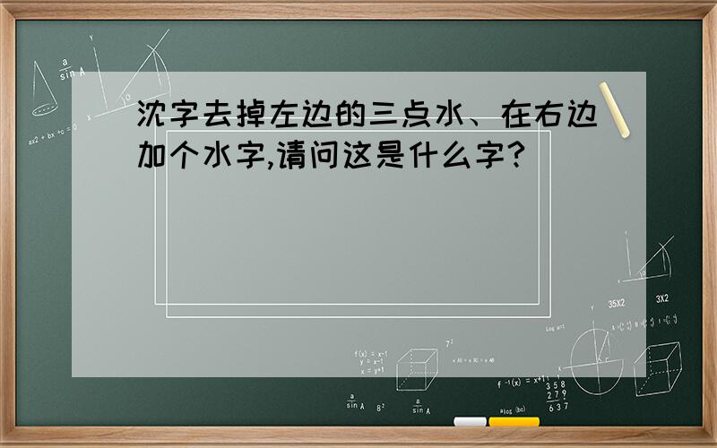 沈字去掉左边的三点水、在右边加个水字,请问这是什么字?