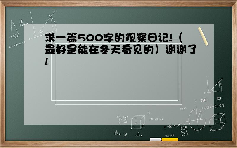 求一篇500字的观察日记!（最好是能在冬天看见的）谢谢了!