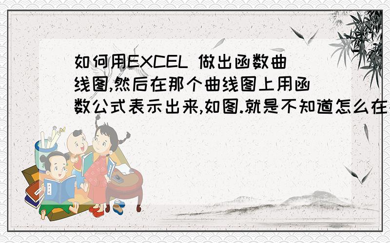 如何用EXCEL 做出函数曲线图,然后在那个曲线图上用函数公式表示出来,如图.就是不知道怎么在曲线图上添加一个函数表达式.急啊!