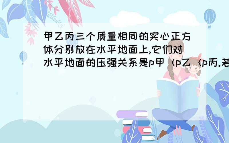 甲乙丙三个质量相同的实心正方体分别放在水平地面上,它们对水平地面的压强关系是p甲＜p乙＜p丙.若分别在三个正方体上表面中央施加竖直向下的力,使三个正方体对水平地面的压强相同,写