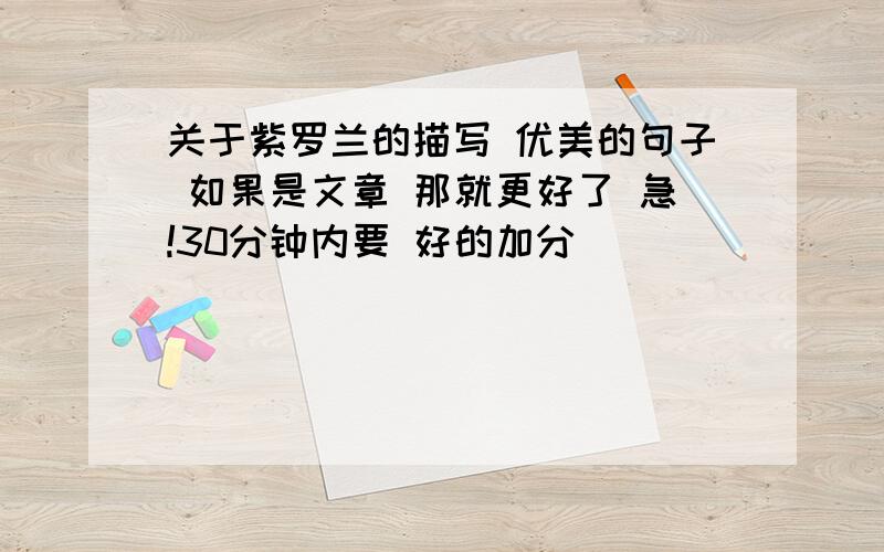 关于紫罗兰的描写 优美的句子 如果是文章 那就更好了 急!30分钟内要 好的加分