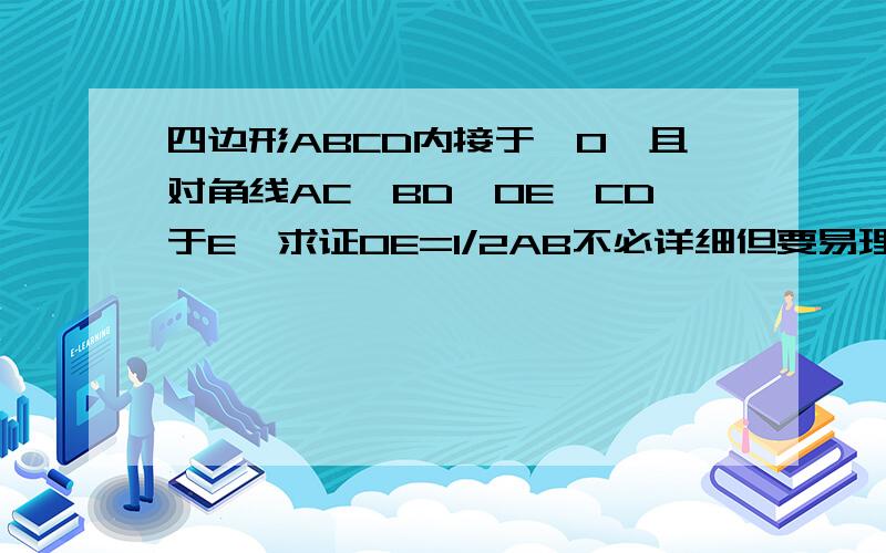 四边形ABCD内接于⊙O,且对角线AC⊥BD,OE⊥CD于E,求证OE=1/2AB不必详细但要易理解