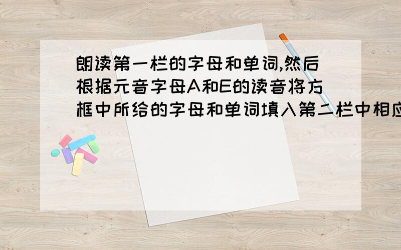 朗读第一栏的字母和单词,然后根据元音字母A和E的读音将方框中所给的字母和单词填入第二栏中相应的位置H G F Grace thank hello eveningA 1 dale age 2frank handE 1 B he 2Helen bed