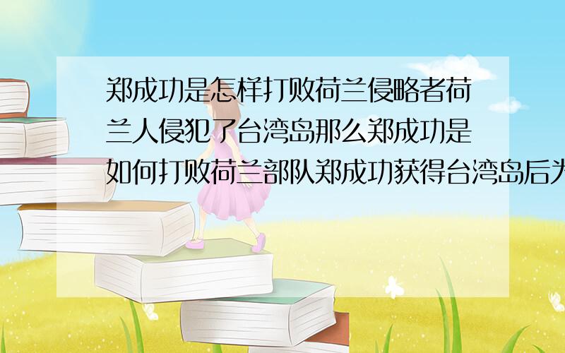 郑成功是怎样打败荷兰侵略者荷兰人侵犯了台湾岛那么郑成功是如何打败荷兰部队郑成功获得台湾岛后为什么没能很好的成长经济呢吗