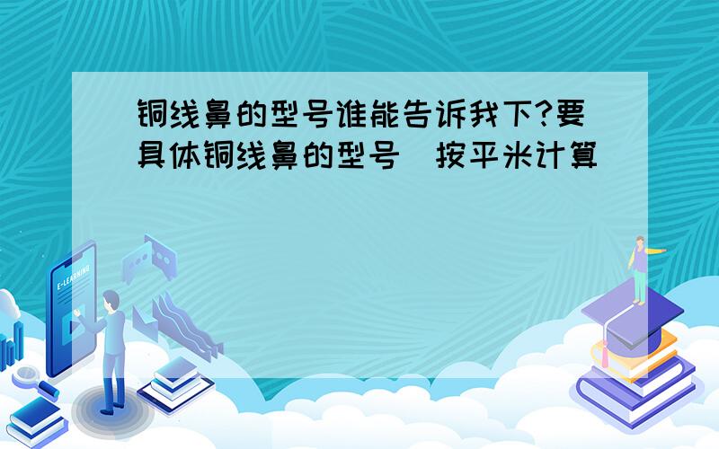 铜线鼻的型号谁能告诉我下?要具体铜线鼻的型号（按平米计算）