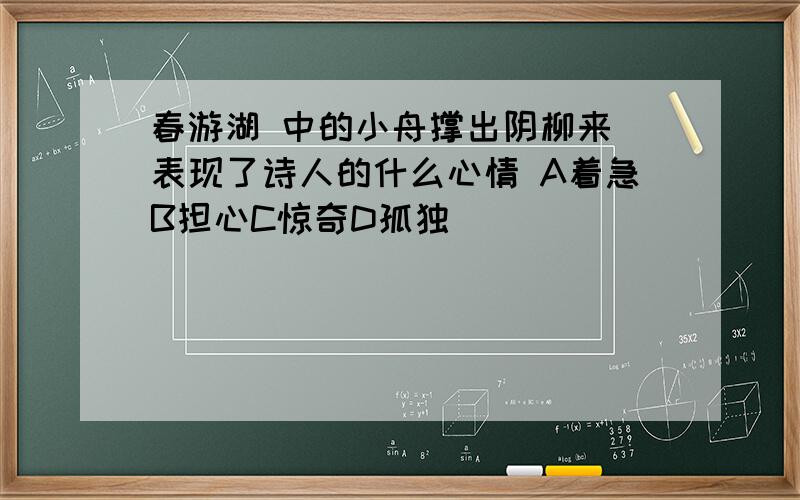 春游湖 中的小舟撑出阴柳来 表现了诗人的什么心情 A着急B担心C惊奇D孤独