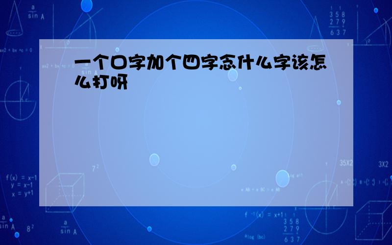 一个口字加个四字念什么字该怎么打呀