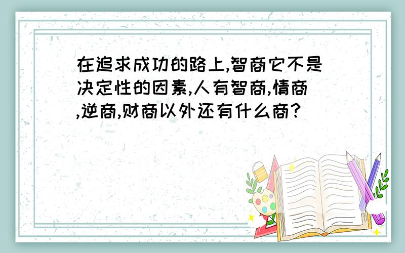 在追求成功的路上,智商它不是决定性的因素,人有智商,情商,逆商,财商以外还有什么商?