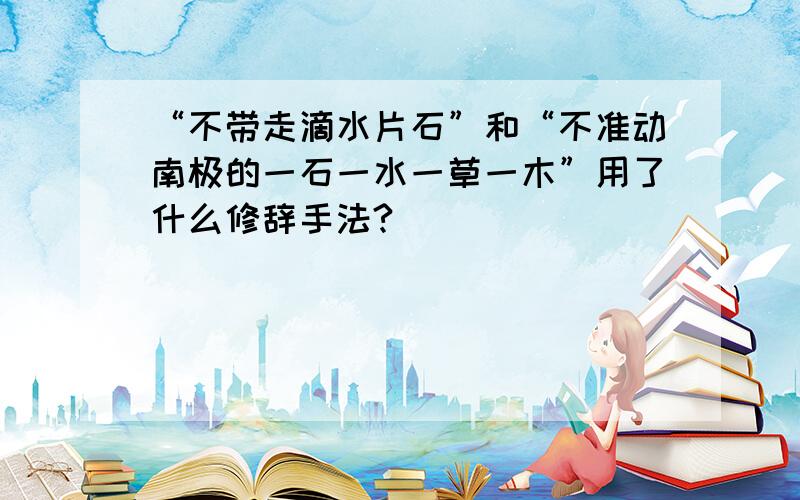 “不带走滴水片石”和“不准动南极的一石一水一草一木”用了什么修辞手法?