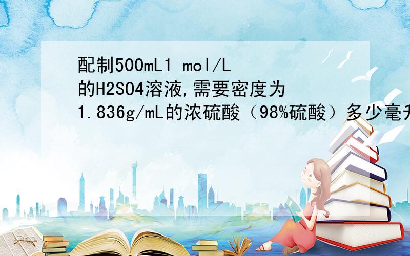 配制500mL1 mol/L的H2SO4溶液,需要密度为1.836g/mL的浓硫酸（98%硫酸）多少毫升?- 我看不懂~W是什么P是什么