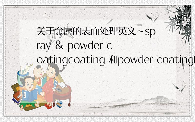 关于金属的表面处理英文~spray & powder coatingcoating 和powder coating的区别呀?还有如果要把金属配件（如锌合金压铸）的表面处理成很亮的银色那种,像钢珠那样的,是要做什么处理呢?喷某种金属粉