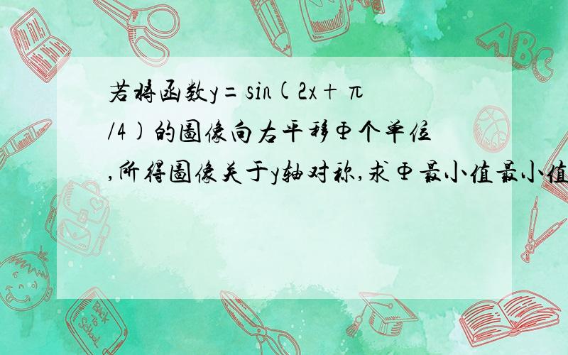 若将函数y=sin(2x+π/4)的图像向右平移Φ个单位,所得图像关于y轴对称,求Φ最小值最小值Φ为什么不能是负值?