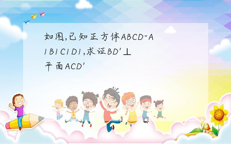 如图,已知正方体ABCD-A1B1C1D1,求证BD'⊥平面ACD'