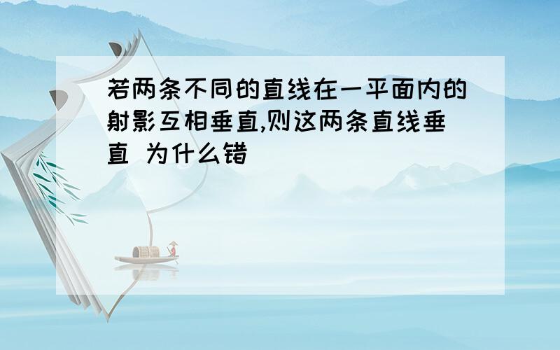 若两条不同的直线在一平面内的射影互相垂直,则这两条直线垂直 为什么错