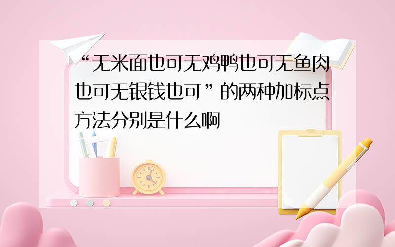 “无米面也可无鸡鸭也可无鱼肉也可无银钱也可”的两种加标点方法分别是什么啊