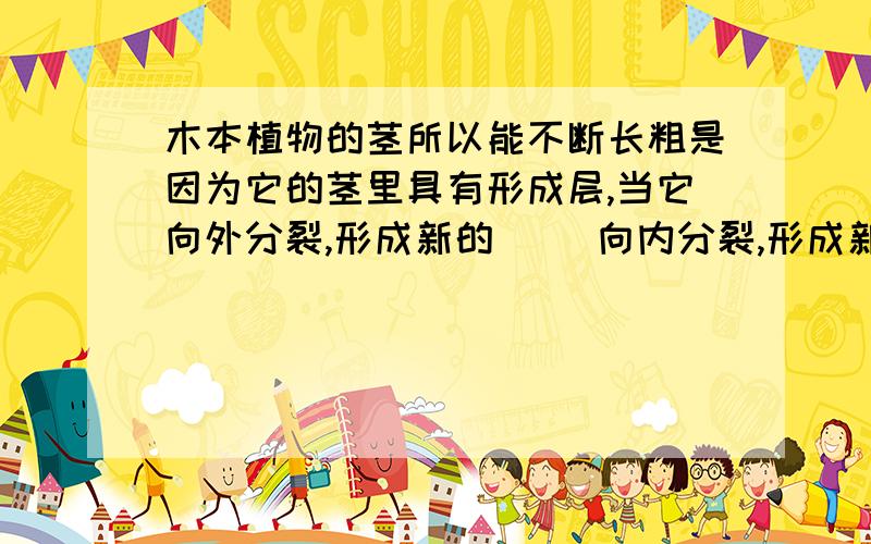 木本植物的茎所以能不断长粗是因为它的茎里具有形成层,当它向外分裂,形成新的（ ）向内分裂,形成新的（