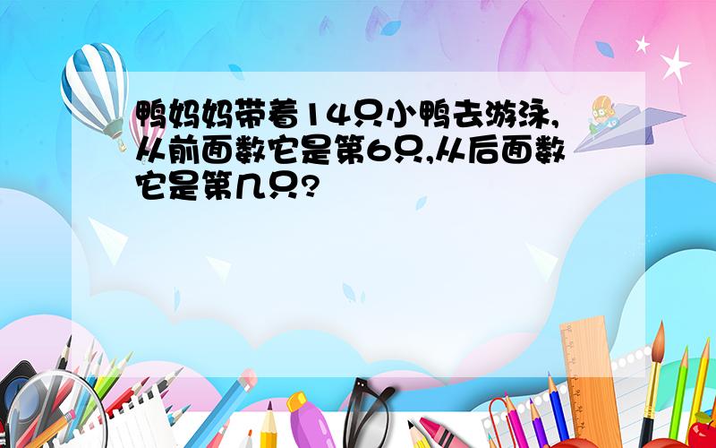 鸭妈妈带着14只小鸭去游泳,从前面数它是第6只,从后面数它是第几只?