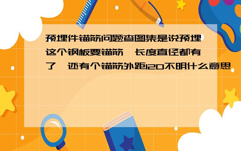 预埋件锚筋问题查图集是说预埋这个钢板要锚筋,长度直径都有了,还有个锚筋外距120不明什么意思