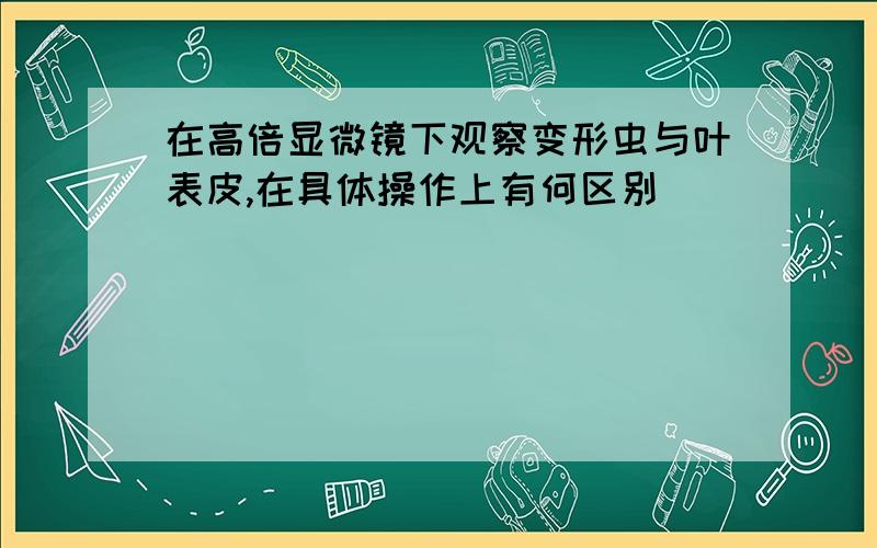 在高倍显微镜下观察变形虫与叶表皮,在具体操作上有何区别