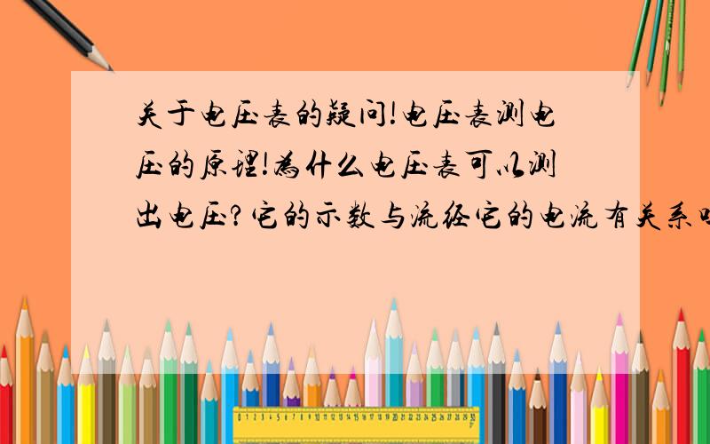 关于电压表的疑问!电压表测电压的原理!为什么电压表可以测出电压?它的示数与流经它的电流有关系吗?难道只能牵强地把它理解成是一个测量的“尺子”?有没有一针见血的答案?希望可以解