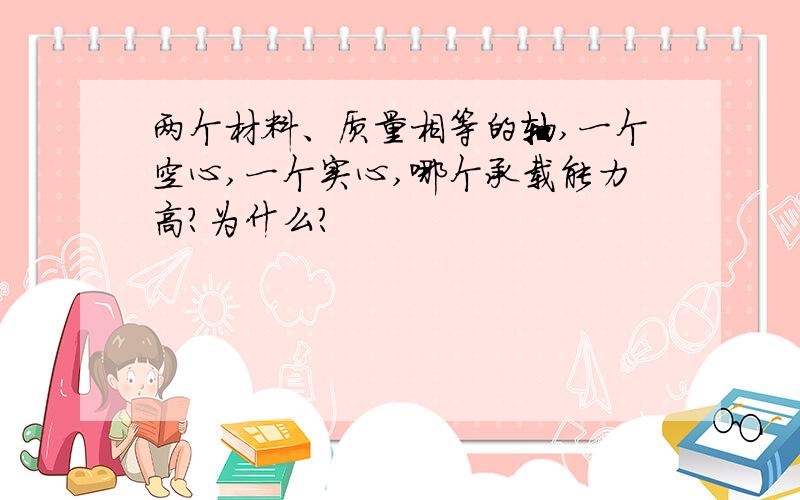 两个材料、质量相等的轴,一个空心,一个实心,哪个承载能力高?为什么?