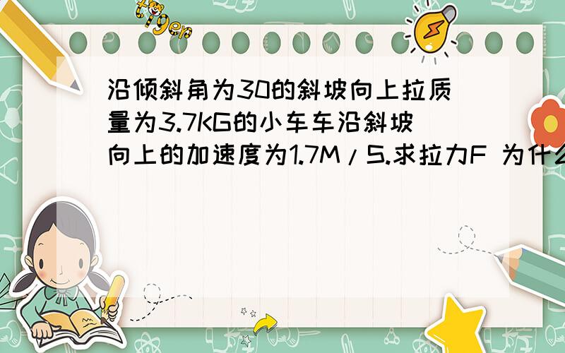 沿倾斜角为30的斜坡向上拉质量为3.7KG的小车车沿斜坡向上的加速度为1.7M/S.求拉力F 为什么小车不受到摩擦力