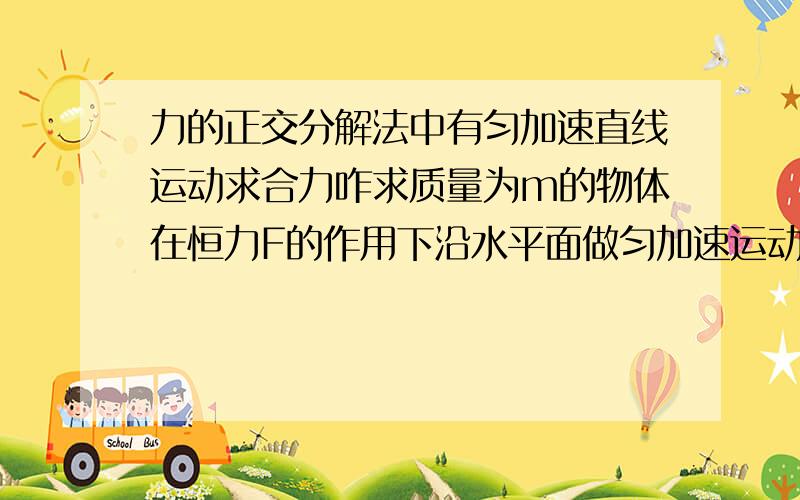 力的正交分解法中有匀加速直线运动求合力咋求质量为m的物体在恒力F的作用下沿水平面做匀加速运动，F与水平面的夹角为@，物体与水平面单位动摩擦因素为u球物体所受到的合力