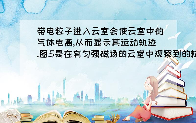 带电粒子进入云室会使云室中的气体电离,从而显示其运动轨迹.图5是在有匀强磁场的云室中观察到的粒子的轨迹,a和b是轨迹上的两点,匀强磁场B垂直纸面向里.该粒子在运动时,其质量和电量不