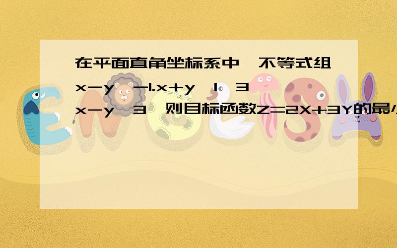 在平面直角坐标系中,不等式组x-y≥-1.x+y≥1,3x-y≤3,则目标函数Z=2X+3Y的最小值