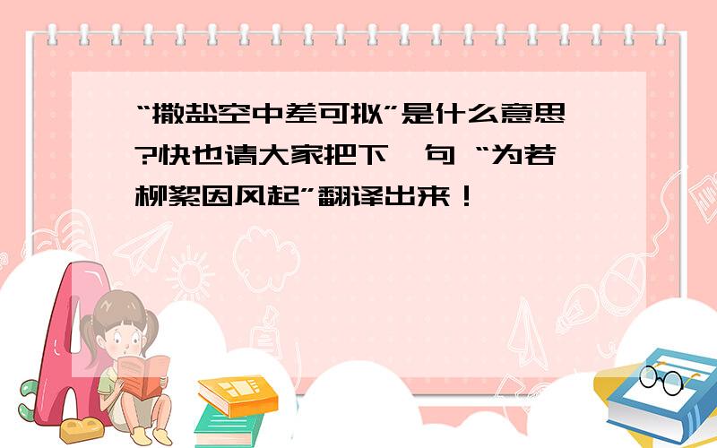 “撒盐空中差可拟”是什么意思?快也请大家把下一句 “为若柳絮因风起”翻译出来！