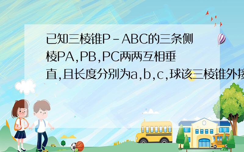 已知三棱锥P-ABC的三条侧棱PA,PB,PC两两互相垂直,且长度分别为a,b,c,球该三棱锥外接球的表面积