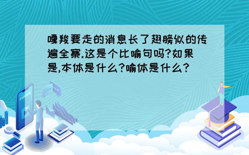 嘎羧要走的消息长了翅膀似的传遍全寨.这是个比喻句吗?如果是,本体是什么?喻体是什么?