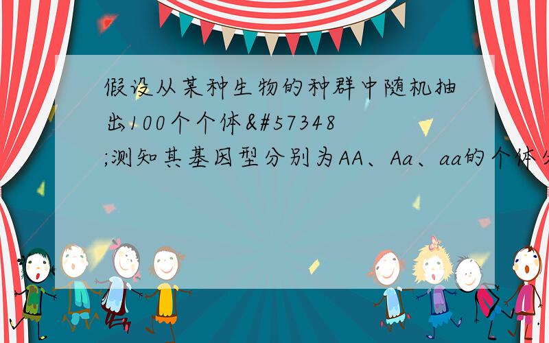 假设从某种生物的种群中随机抽出100个个体测知其基因型分别为AA、Aa、aa的个体分别为30、60和10个问其中A基因频率为多少?a基因频率为多少?