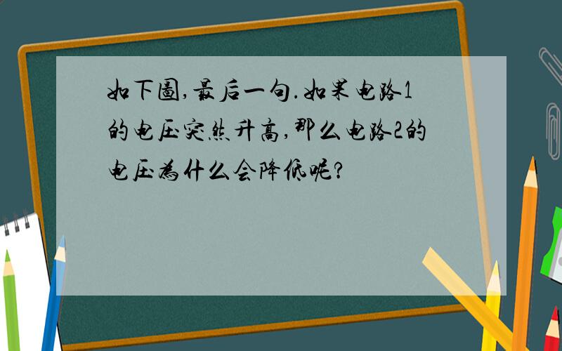 如下图,最后一句.如果电路1的电压突然升高,那么电路2的电压为什么会降低呢?