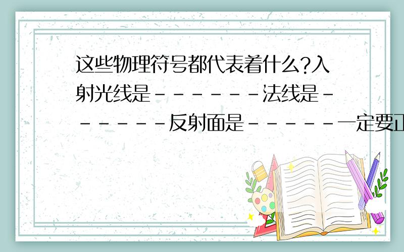 这些物理符号都代表着什么?入射光线是------法线是------反射面是-----一定要正确是符号