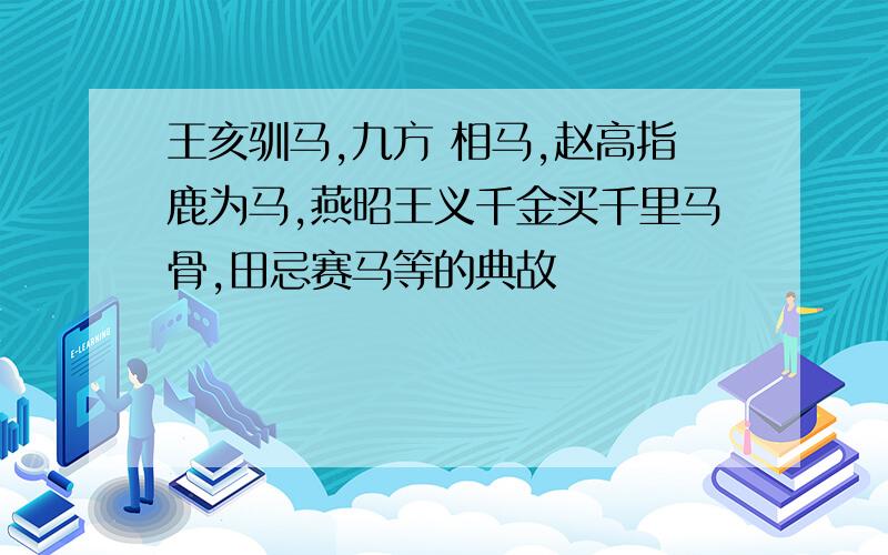 王亥驯马,九方 相马,赵高指鹿为马,燕昭王义千金买千里马骨,田忌赛马等的典故