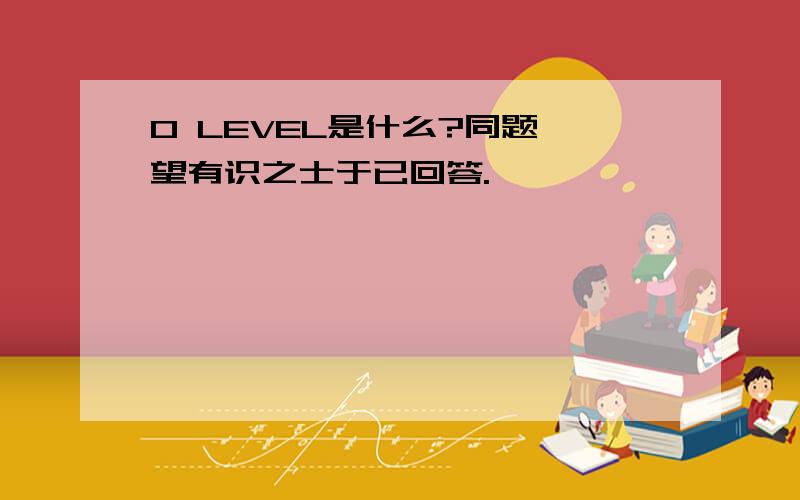 O LEVEL是什么?同题,望有识之士于已回答.