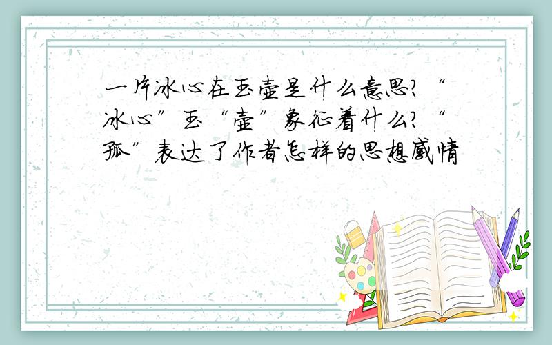 一片冰心在玉壶是什么意思?“冰心”玉“壶”象征着什么?“孤”表达了作者怎样的思想感情